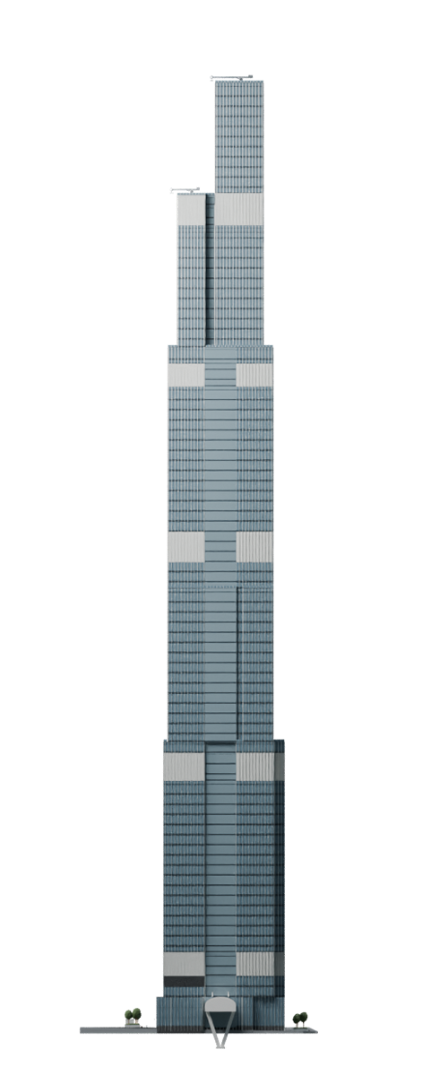 Фасад 1–9 модели high-poly